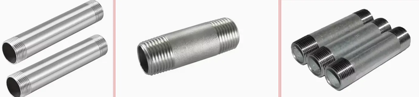Stainless steel pipe nipples in several lengths